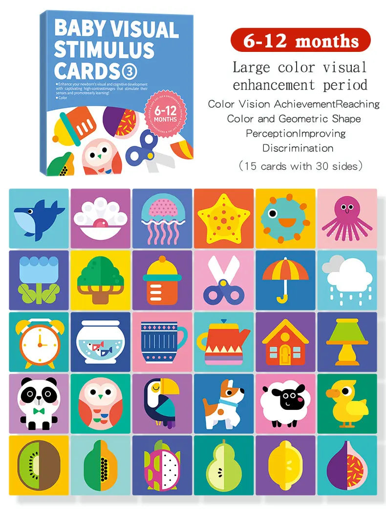Baby Visual Stimulation Cards Montessori High Contrast Flash Cards
