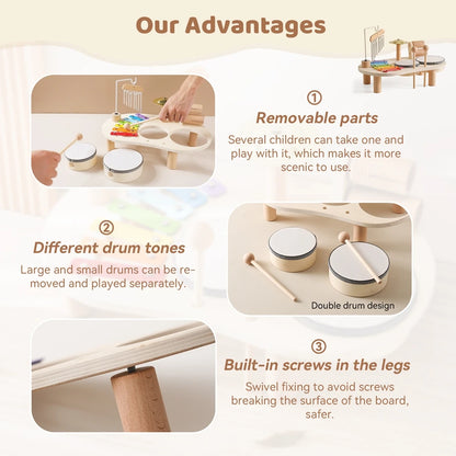 Wooden Kids Xylophone Montessori Musical Instrument Toy