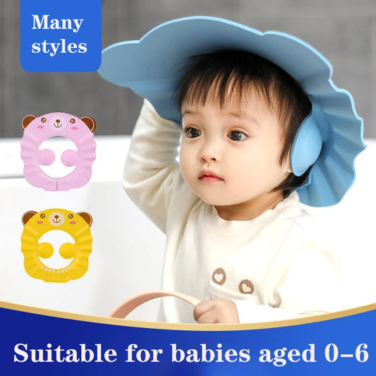 Baby Shower Cap Adjustable Hair Wash Hat for Kids Bath Time