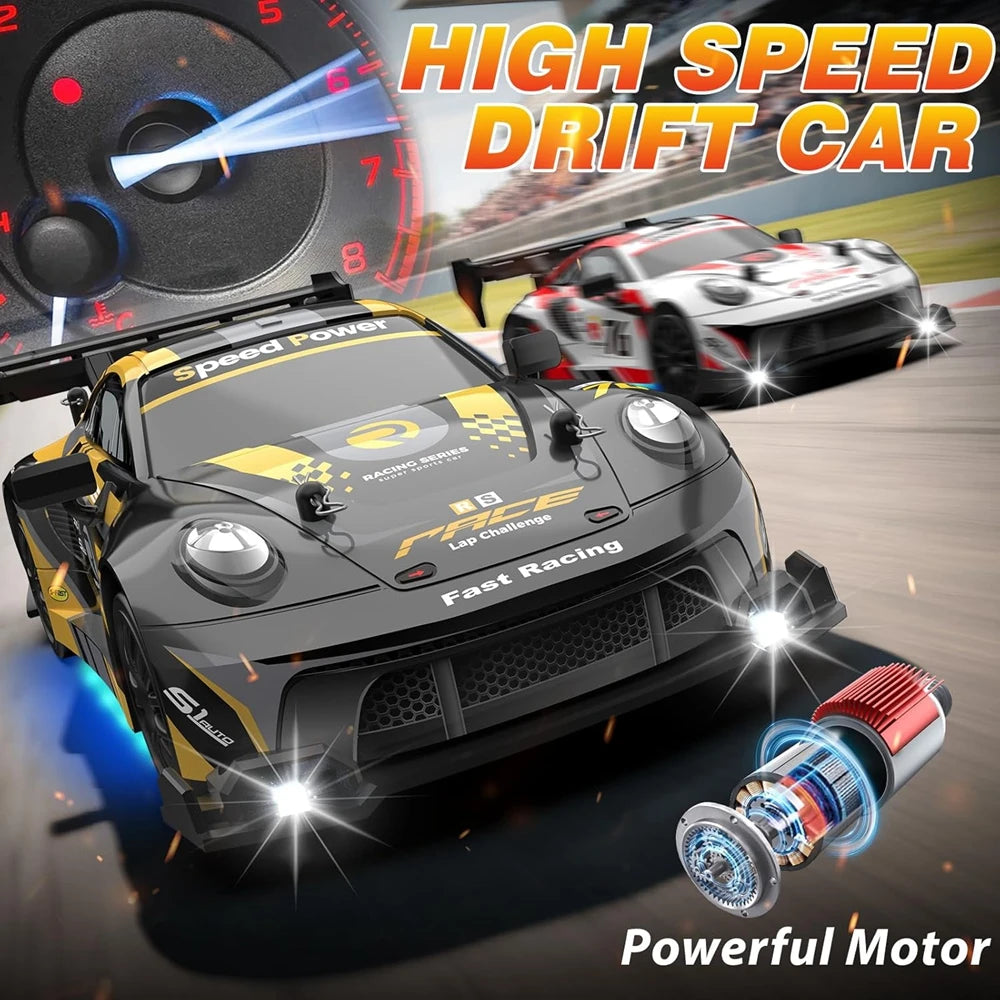 1:24 4WD RC Drift Car with LED Lights – High Speed Remote Control Racing Car