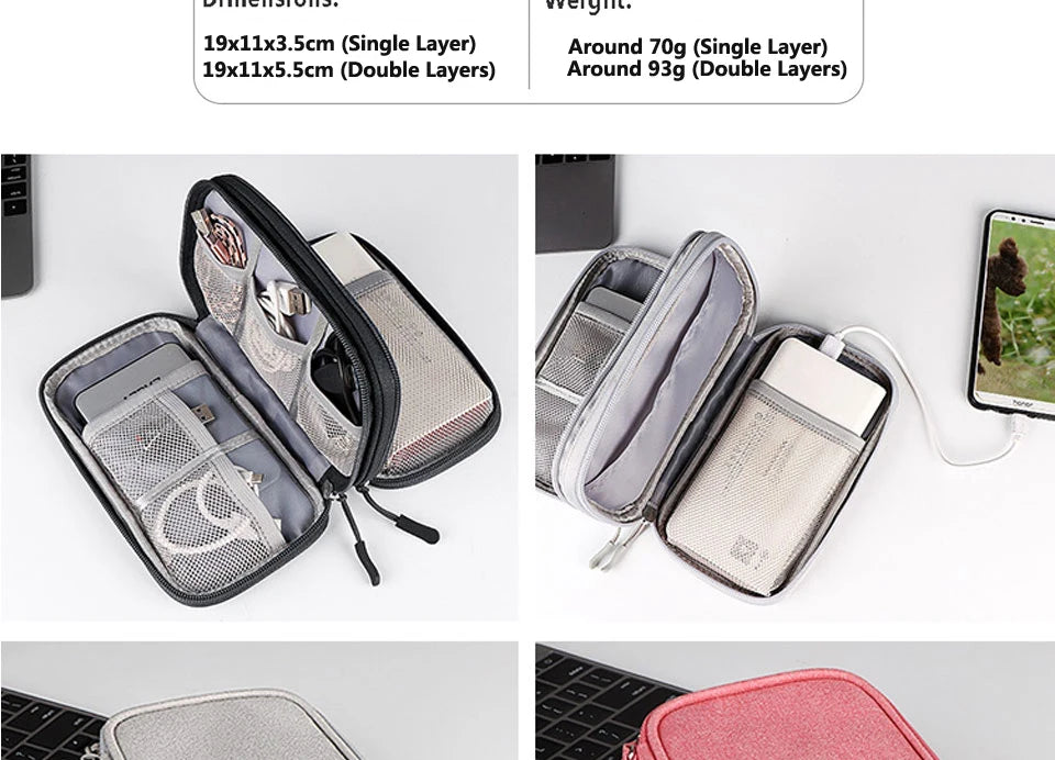Electronic Cable Organizer Bag Waterproof Travel Storage Case
