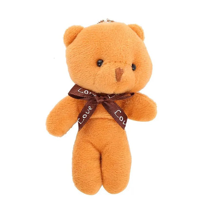 12cm Mini Teddy Bear Plush Keychain Bow Tie Pendant 10-Pack