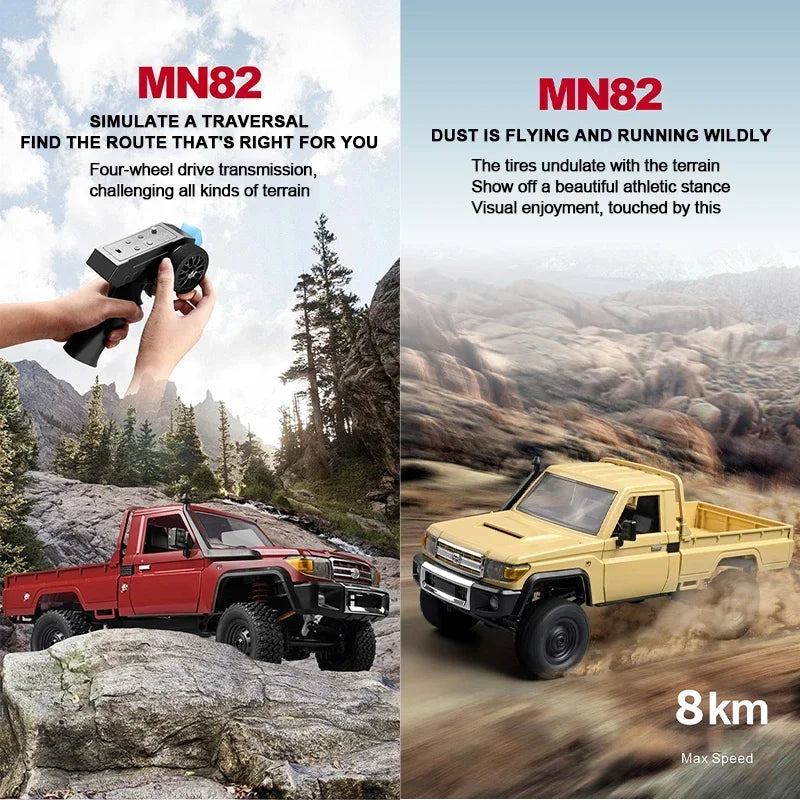 MN82 4WD RC Off-Road Pickup Truck with LED Lights 1:12 Scale