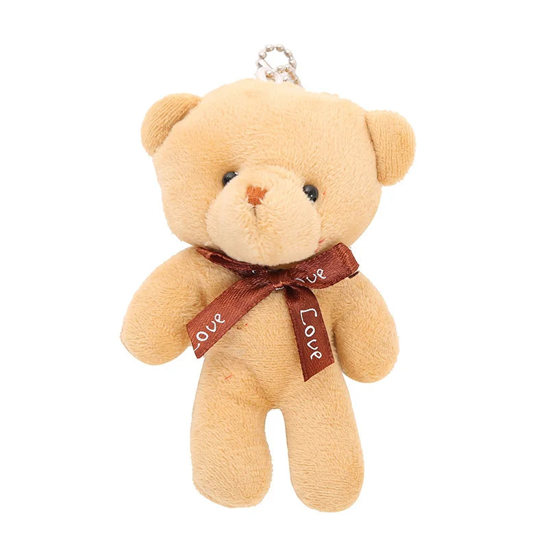 12cm Mini Teddy Bear Plush Keychain Bow Tie Pendant 10-Pack