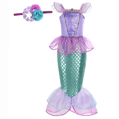 Little Mermaid Princess Costume Ariel Dress for Girls