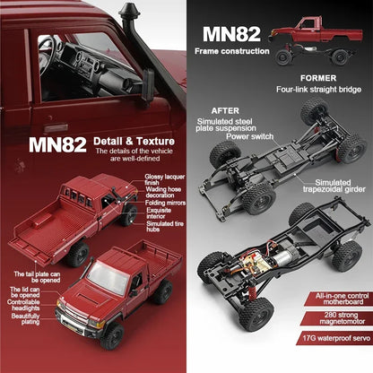 MN82 4WD RC Off-Road Pickup Truck with LED Lights 1:12 Scale