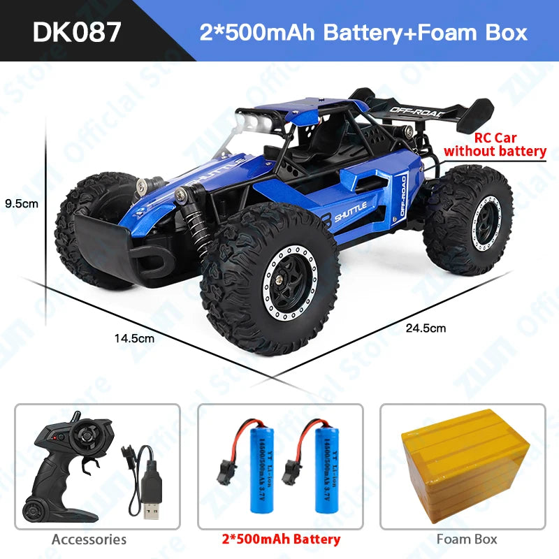 ZWN 1:16 RC Off-Road Car with LED Lights – 2.4GHz Remote Control Climbing Vehicle