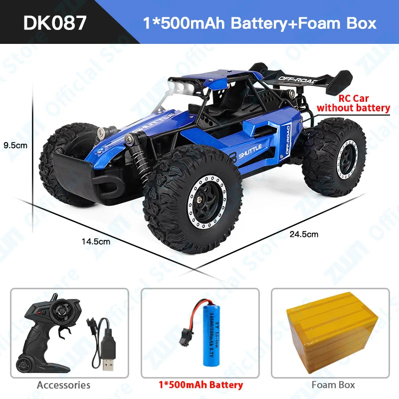 ZWN 1:16 RC Off-Road Car with LED Lights – 2.4GHz Remote Control Climbing Vehicle