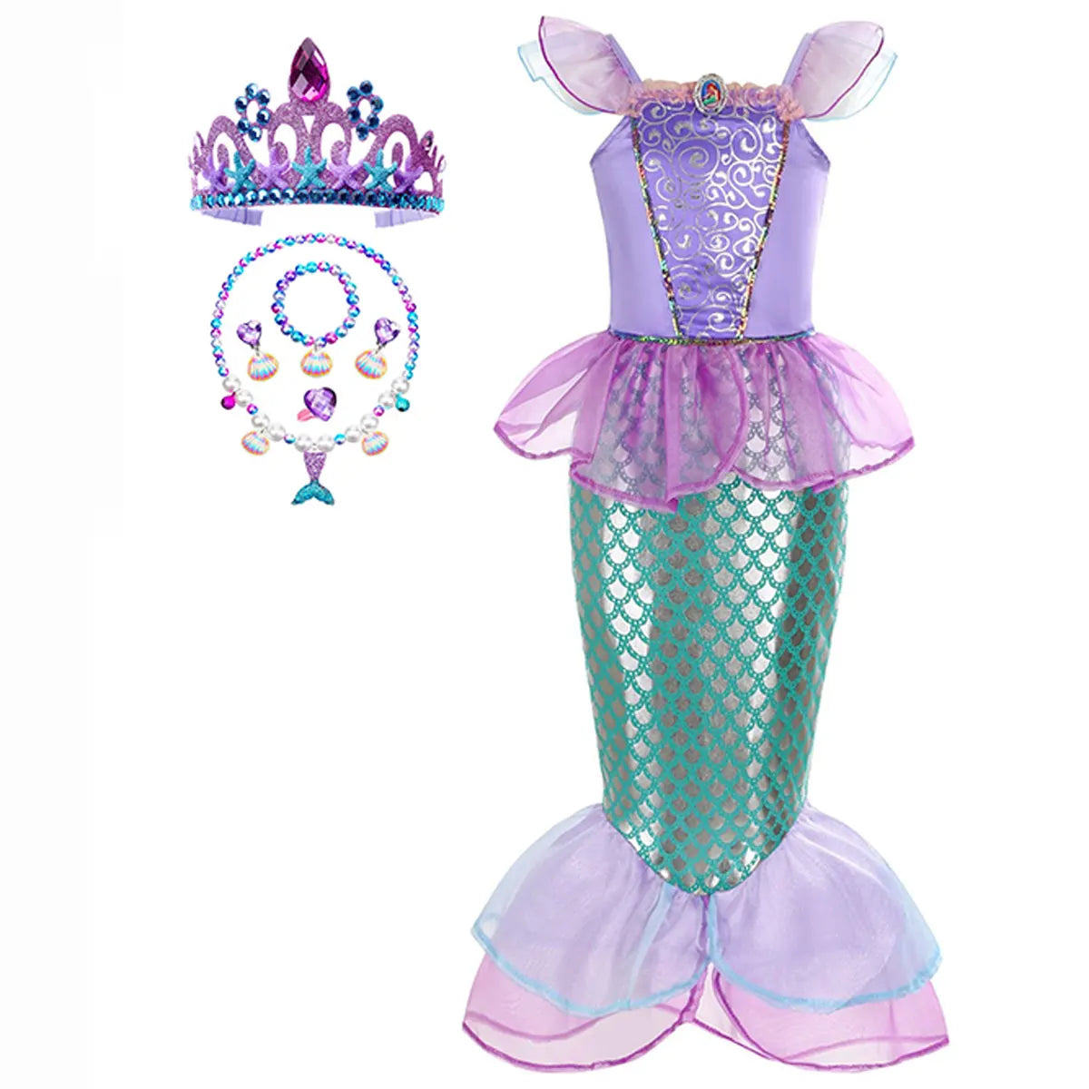 Little Mermaid Princess Costume Ariel Dress for Girls