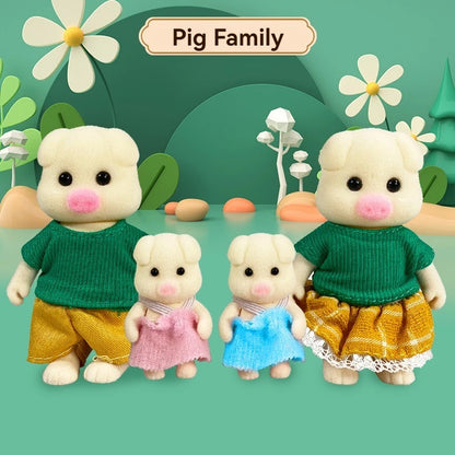 Forest Animal Dollhouse Accessories Mini Animal Family Set