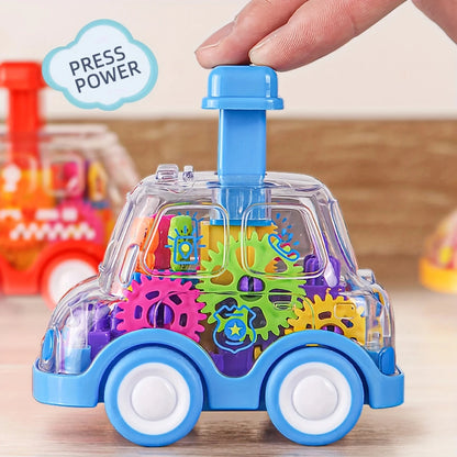 Transparent Gear Car Toy Inertia Push and Go Car for Kids