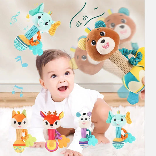 Soft Animal Baby Rattle Hand Grip Sensory Toy