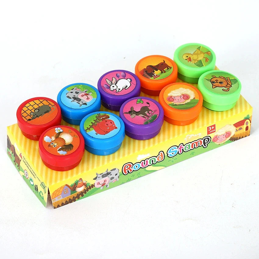 10PCS Kids Self Ink Stamps Set for DIY Crafts