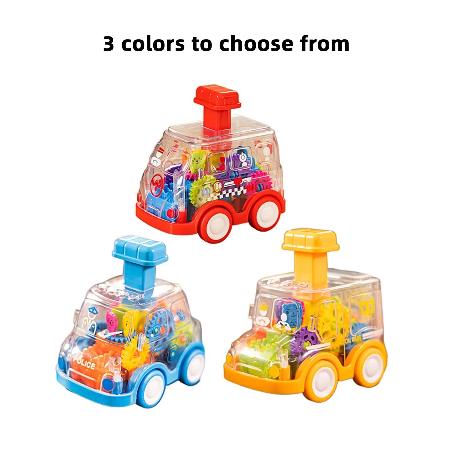 Transparent Gear Car Toy Inertia Push and Go Car for Kids