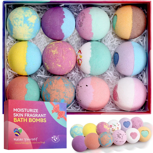 Bath Bomb Gift Set 12 Pack Handmade Aromatherapy Spa Bombs