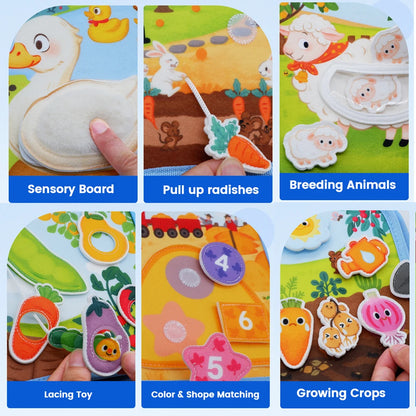 3D Farm Busy Board Montessori Felt Quiet Book for Toddlers