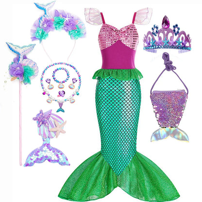 Little Mermaid Princess Costume Ariel Dress for Girls