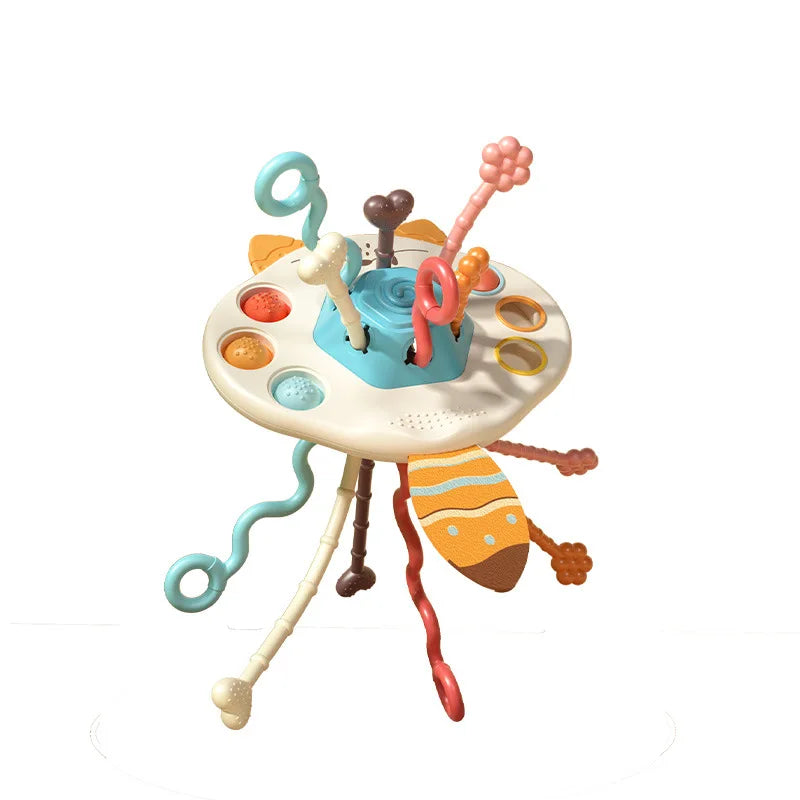 Pull String Sensory Toy Silicone Montessori Baby Teether