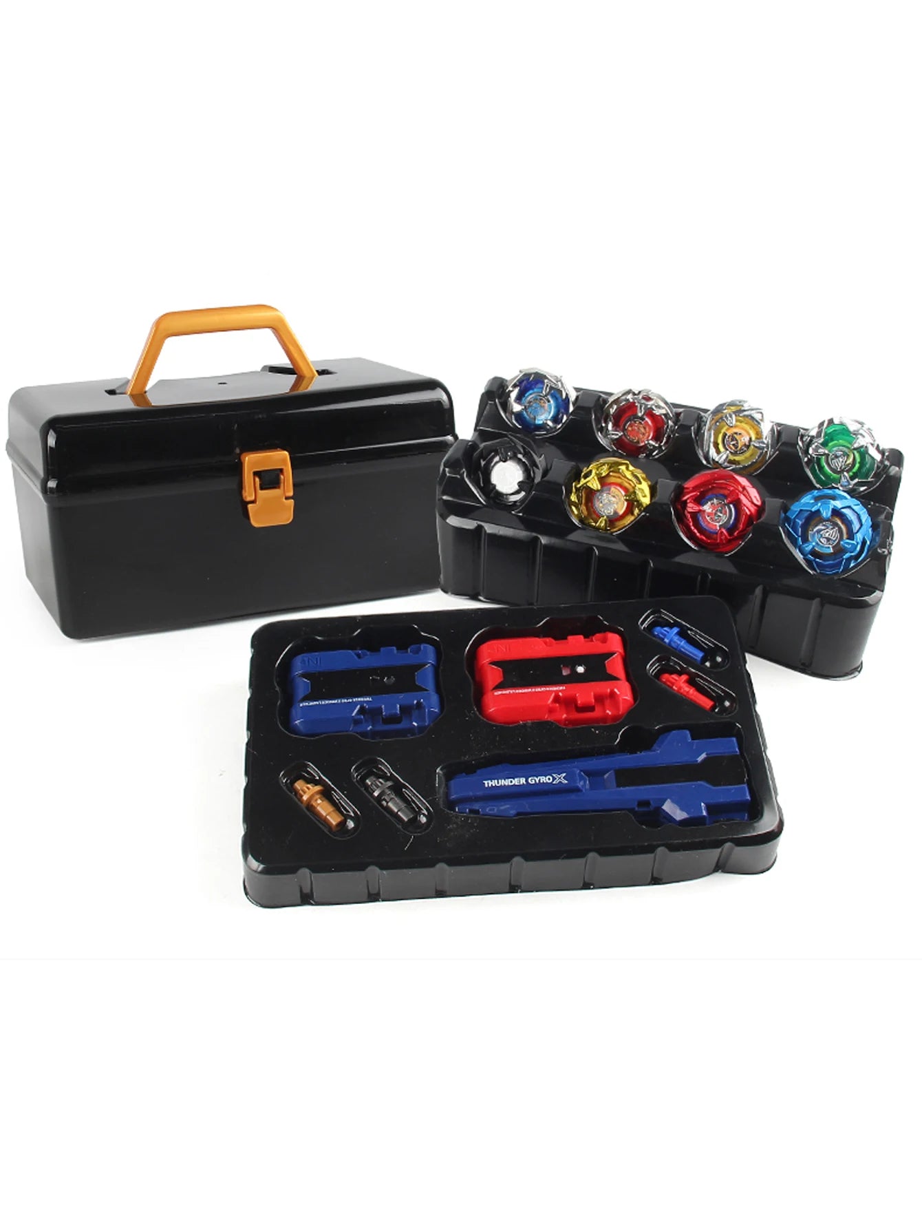 Metal Battle Tops Set with Launchers & Storage Box