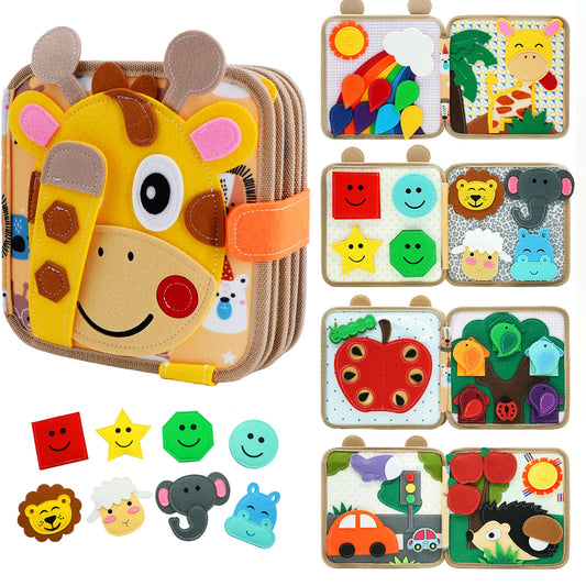 Montessori Busy Book Giraffe Sensory Learning Quiet Toy