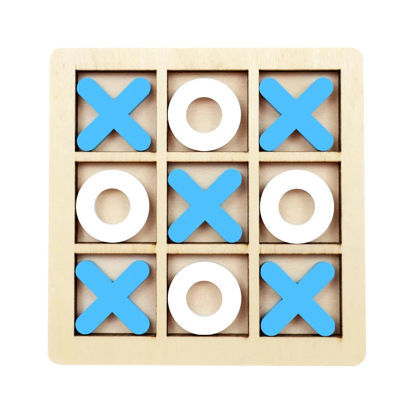 Wooden Tic Tac Toe Game Montessori XO Puzzle Board Toy