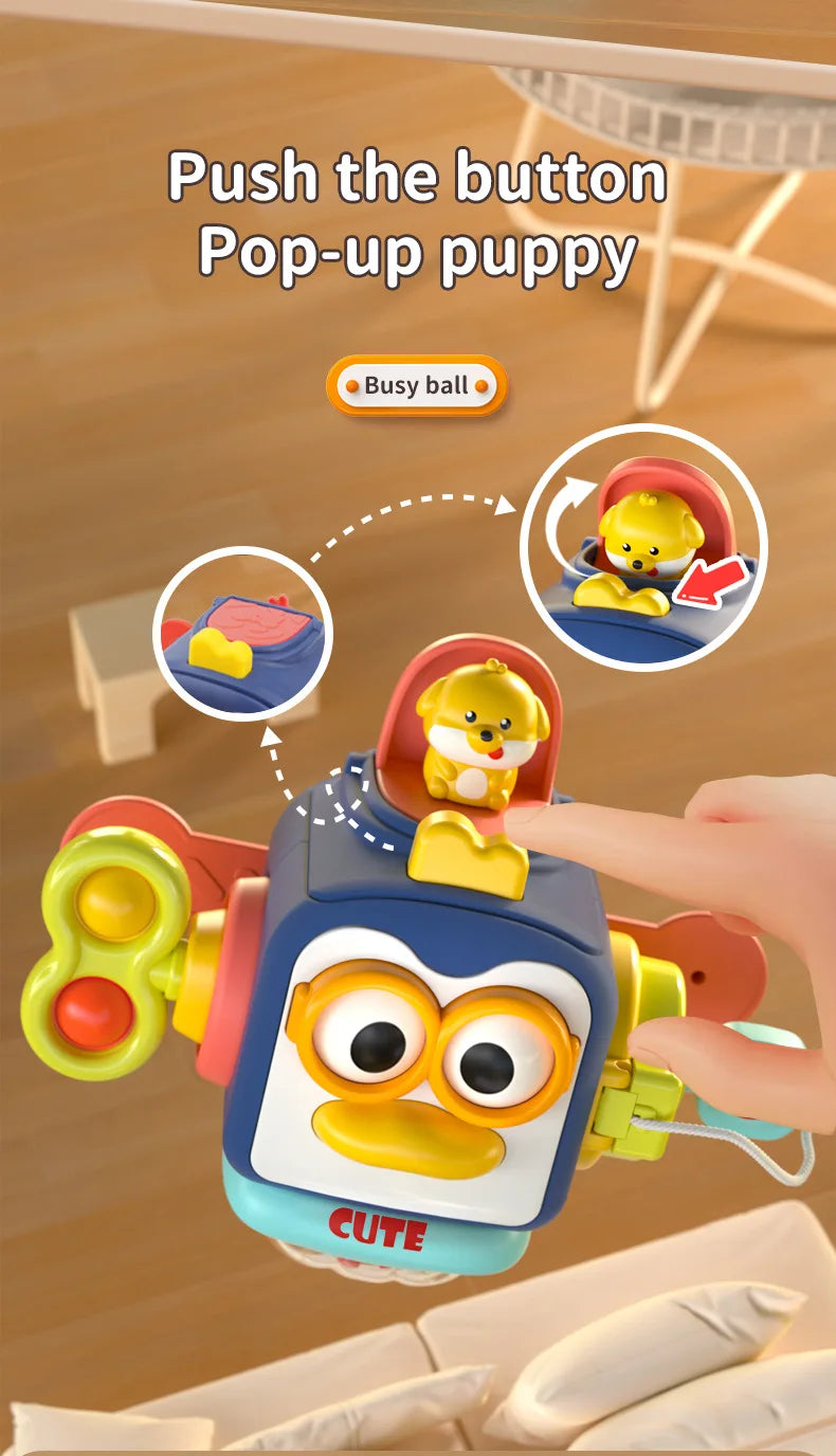 Baby Busy Board Cube Montessori Sensory Activity Toy