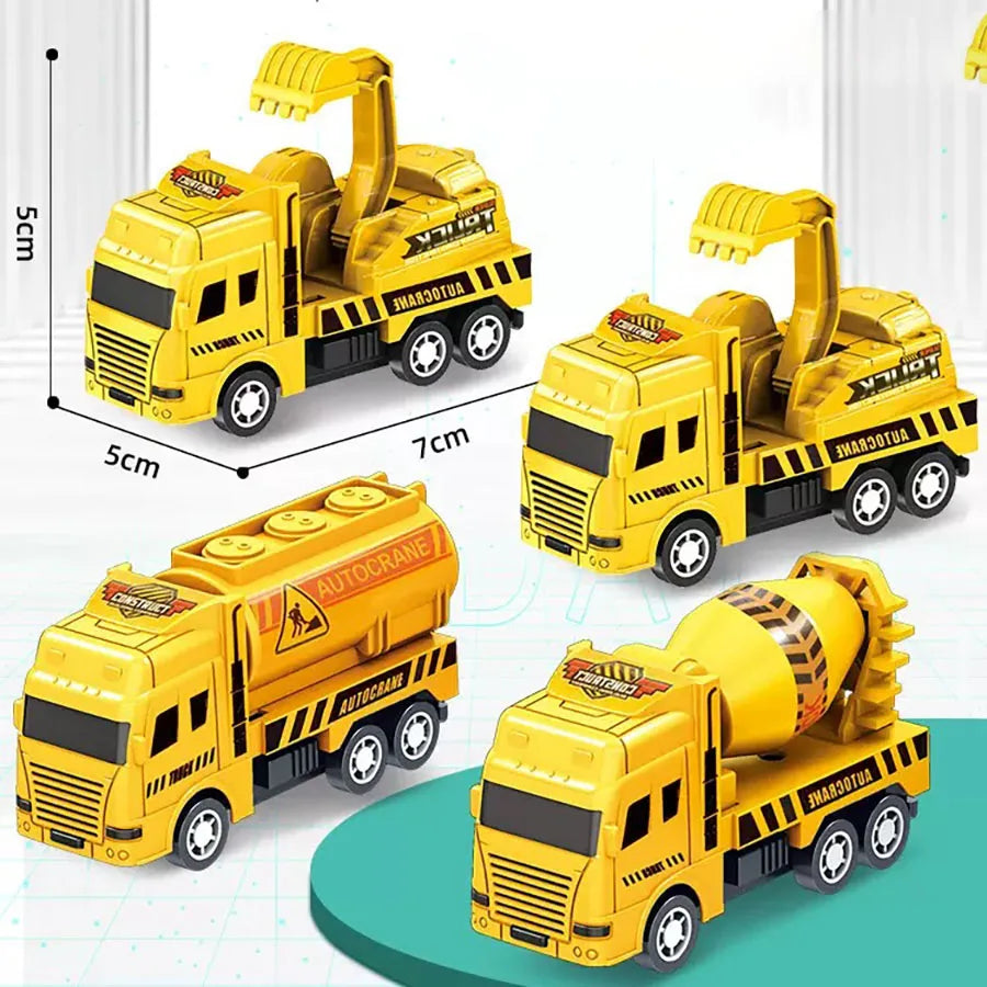 4 Pack Pull Back Construction Cars Set for Toddlers Kids