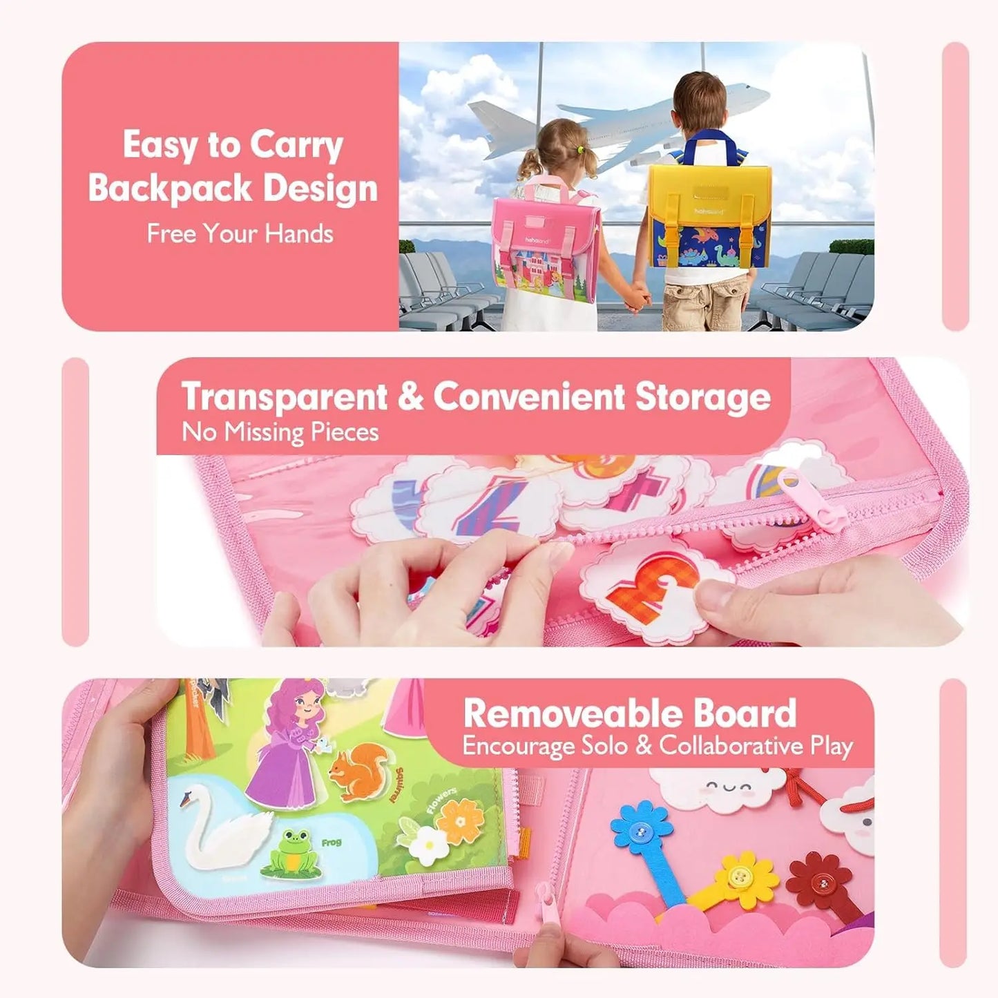 Toddler Busy Board Backpack Montessori Learning Activity Toy
