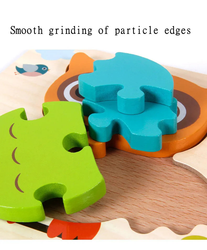 Wooden Animal Puzzle 3D Montessori Educational Toy