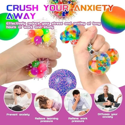 6PCS Stress Relief Balls – Rainbow Sensory Fidget Toy Set