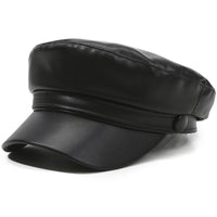 Women's Faux Leather Beret Retro Flat Top Painter Hat