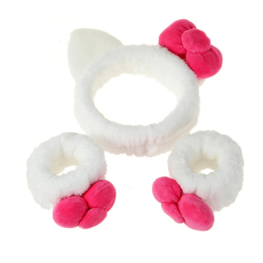 3PCS Cat Ear Headband Set Plush Hair Accessories for Women