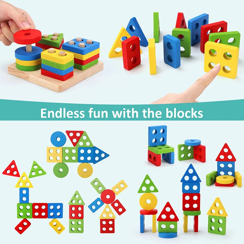 Wooden Baby Puzzles 3D Early Learning Educational Toy