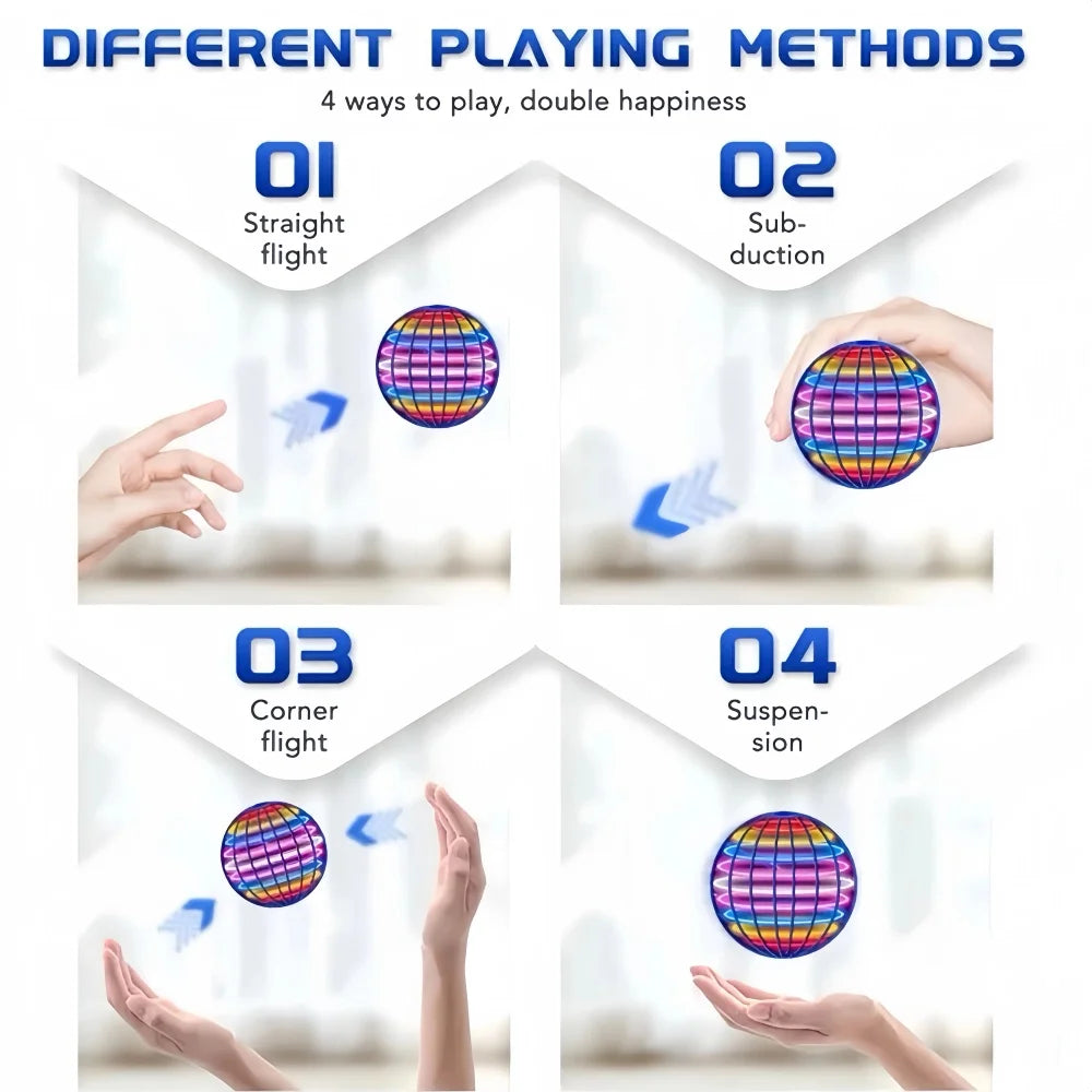 Flying Ball Toy with LED Lights & 360° Rotating Hover Design