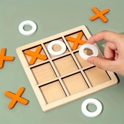 Wooden Tic Tac Toe Game Montessori XO Puzzle Board Toy