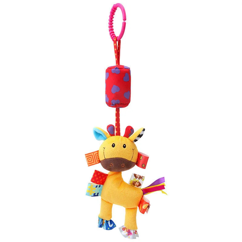 Baby Plush Rattle Toy with Teether Giraffe Zebra Handbell