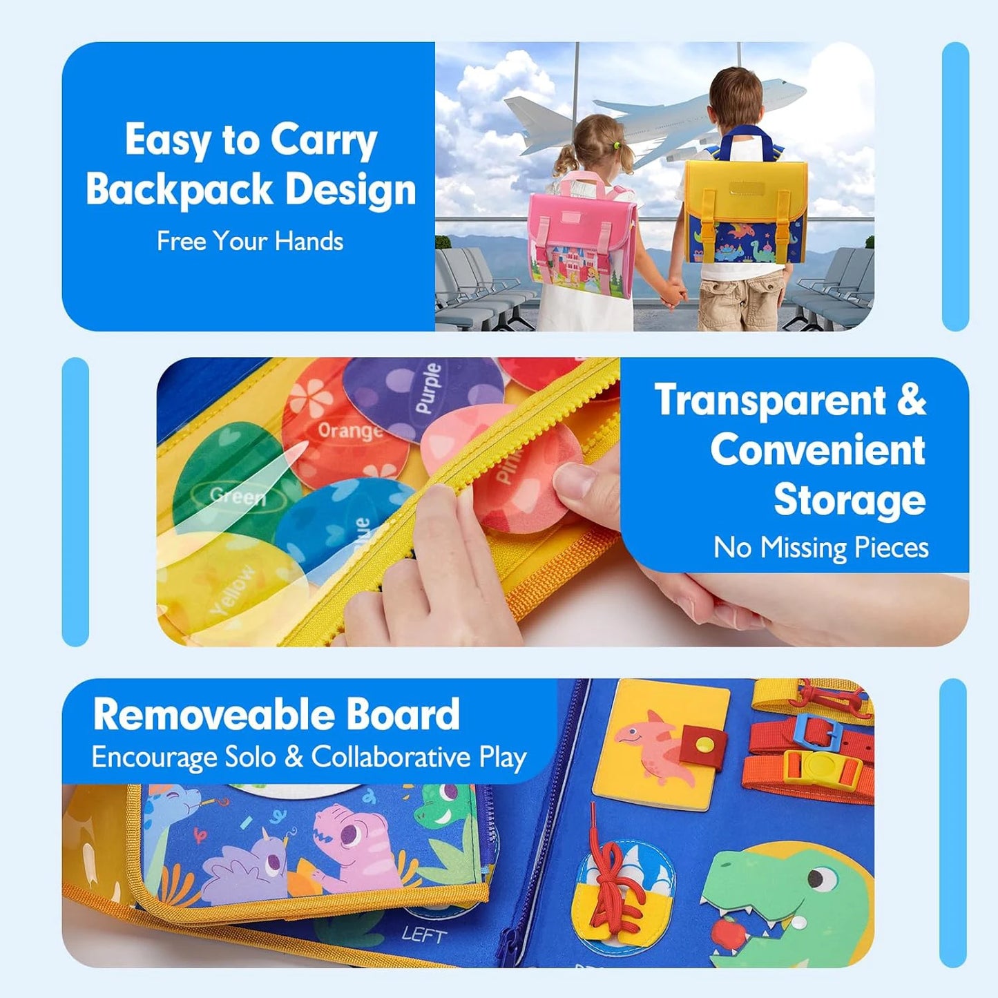 Toddler Busy Board Backpack Montessori Learning Activity Toy
