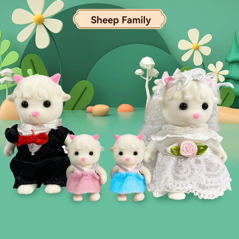 Forest Animal Dollhouse Accessories Mini Animal Family Set