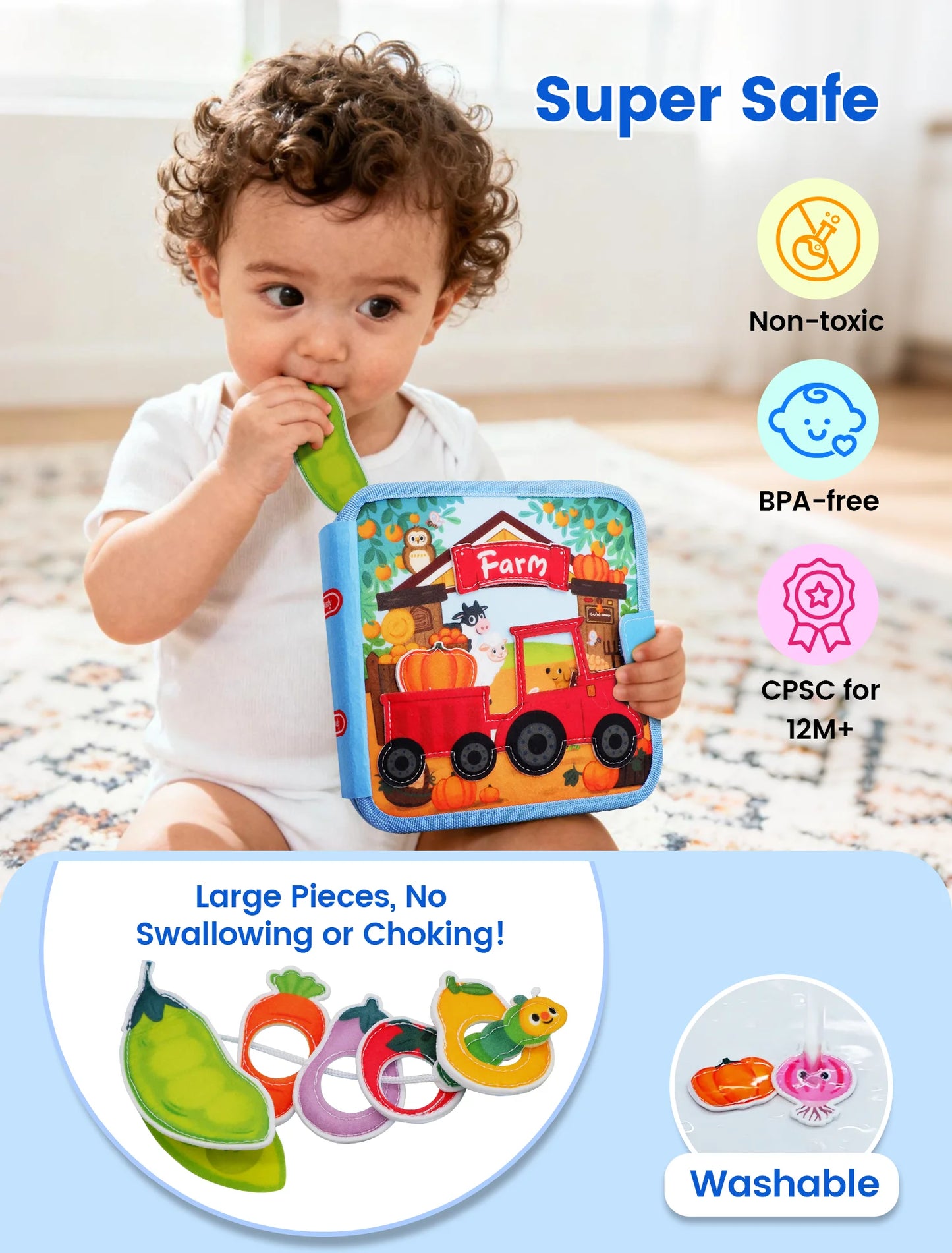 3D Farm Busy Board Montessori Felt Quiet Book for Toddlers