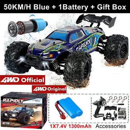 1:16 4WD High-Speed RC Monster Truck – 80KM/H Brushless Off-Road Racing Car