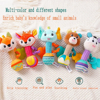 Soft Animal Baby Rattle Hand Grip Sensory Toy
