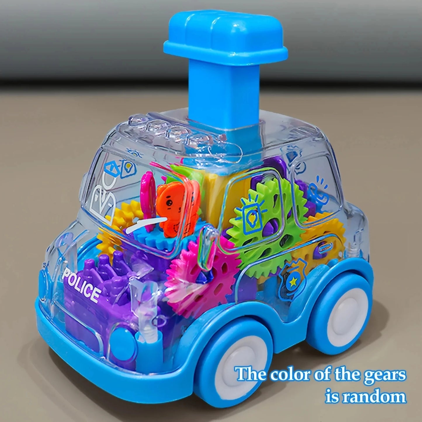 Transparent Gear Car Toy Inertia Push and Go Car for Kids