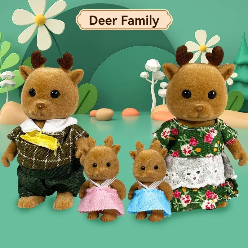 Forest Animal Dollhouse Accessories Mini Animal Family Set