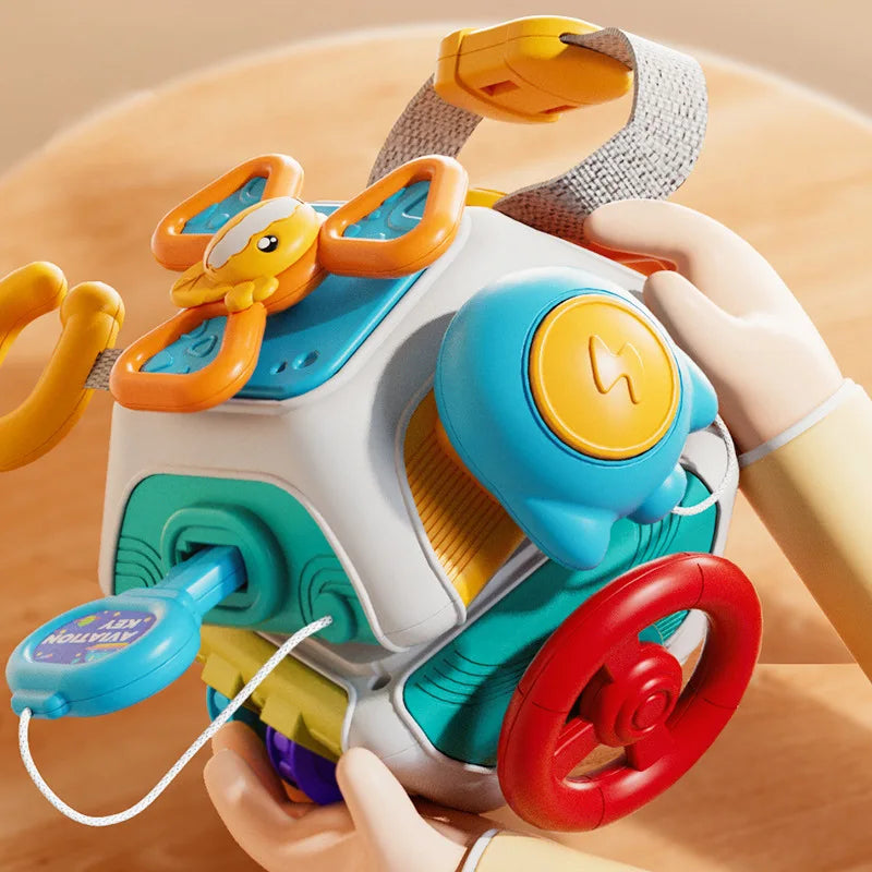 Baby Busy Board Cube Montessori Sensory Activity Toy