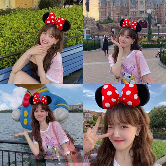 Mouse Ears Headband with Sequin Bow for Parties & Cosplay