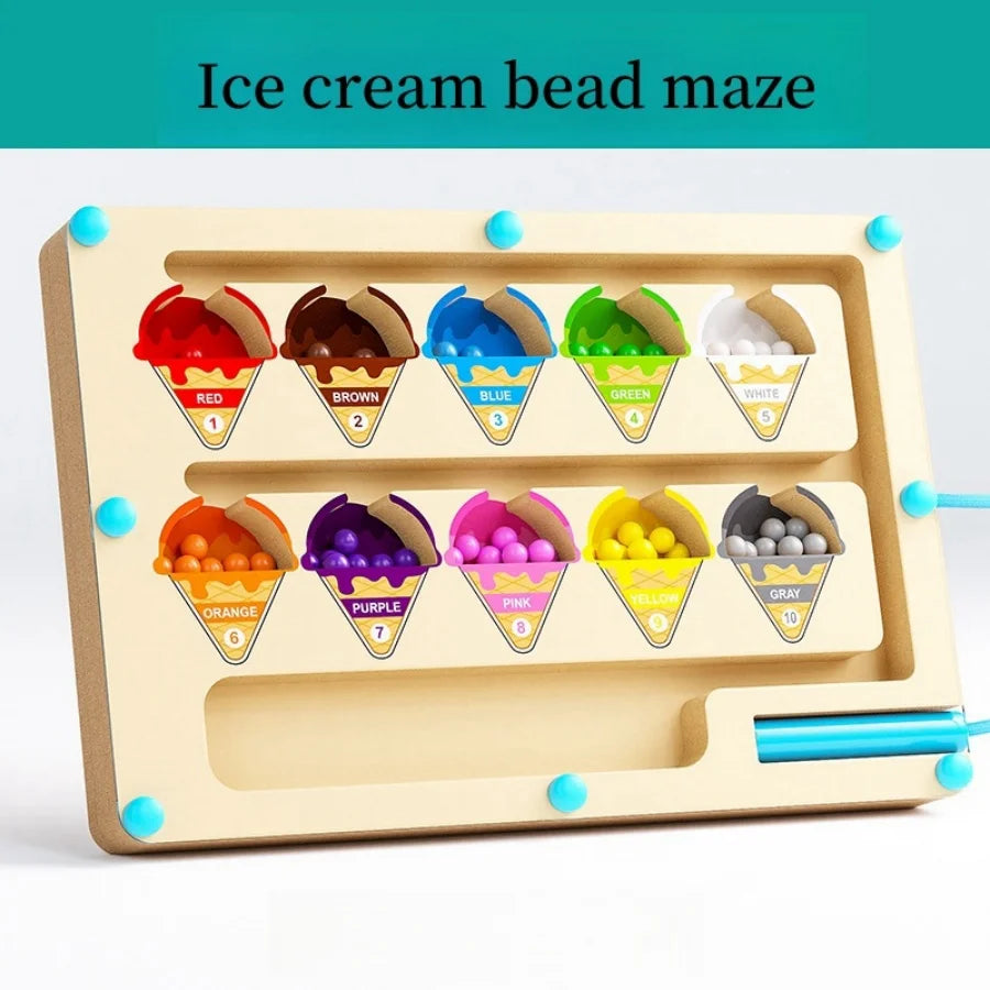 Magnetic Maze Toy with Digital Bead Puzzle Board