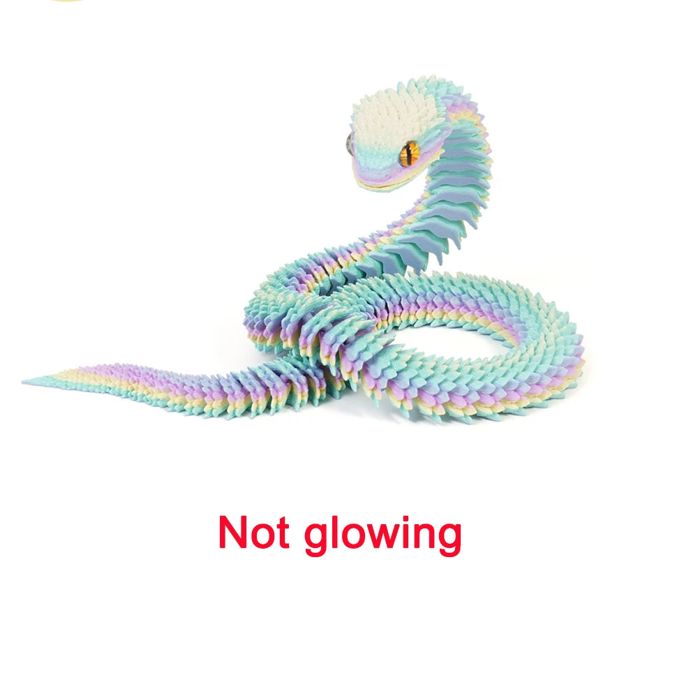 3D Printed Snake Figurine – Luminous Articulated Snake Decor