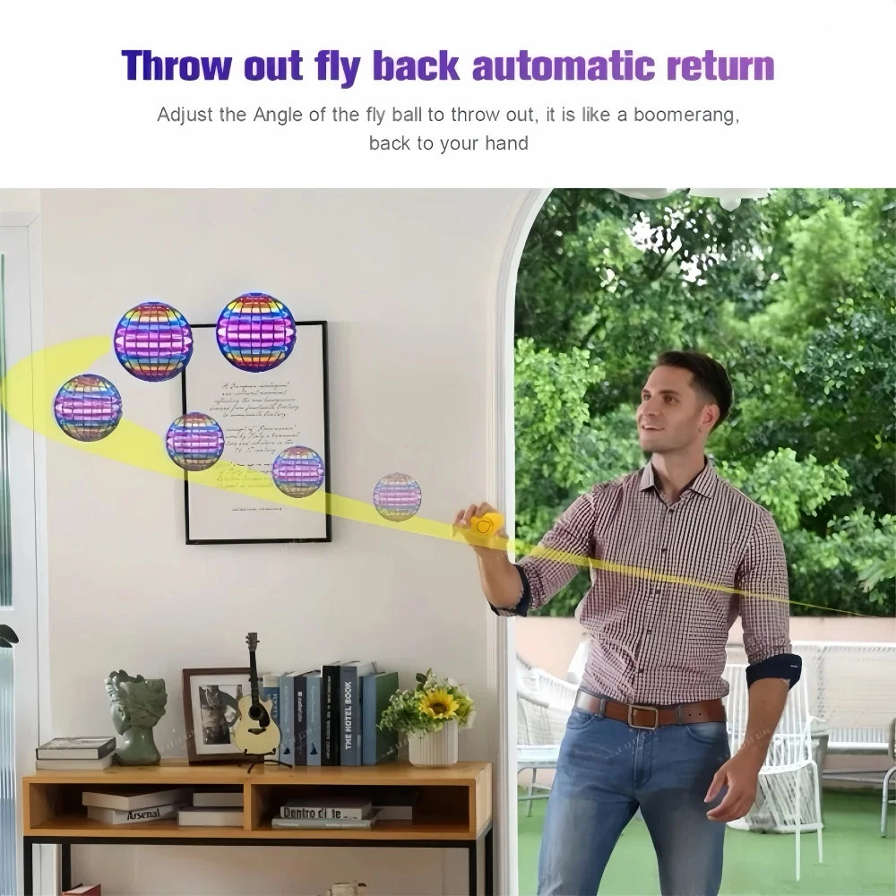 Flying Ball Toy with LED Lights & 360° Rotating Hover Design