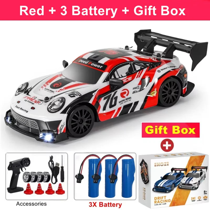 1:24 4WD RC Drift Car with LED Lights – High Speed Remote Control Racing Car