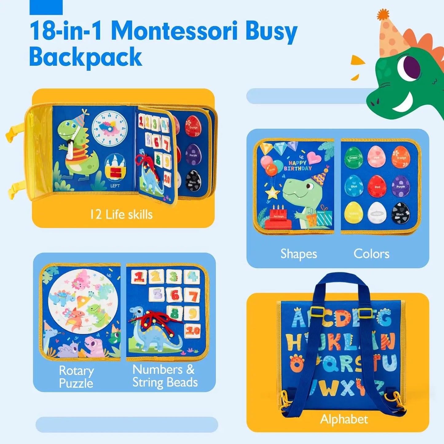 Toddler Busy Board Backpack Montessori Learning Activity Toy